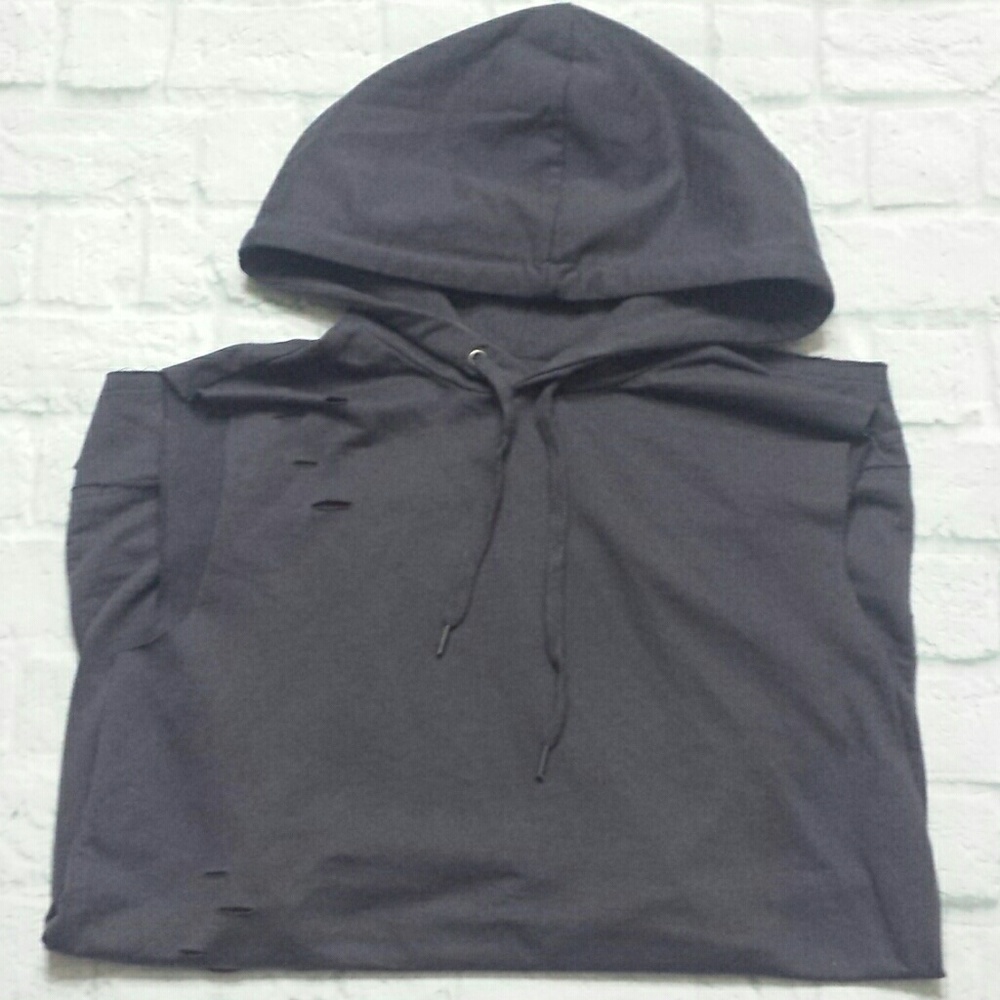 NWOT Men's Distressed Sleeveless Hoodie